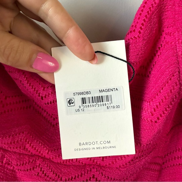 Bardot Adoni Zigzag Midi Dress‎ Magenta Pink 12 - Picture 5 of 8